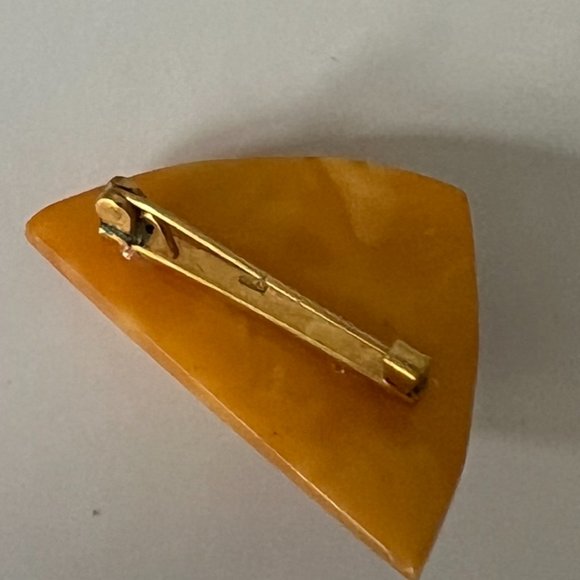 VintageBaltic Amber Butterscotch White Brooch USSR Soviet 1967 NWT - Picture 9 of 9